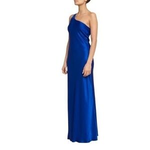 Ghost London Dress One Shoulder Maxi in Satin Blue